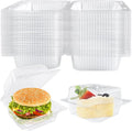 Jizvxe 50 Pcs Clear Plastic Take Out Containers,Clear Plastic Square Hinged Food Container with Lids,Disposable Clamshell Dessert Containers for Salad,Pasta,Hamburger(5.3 x 4.7 x 2.8 in)