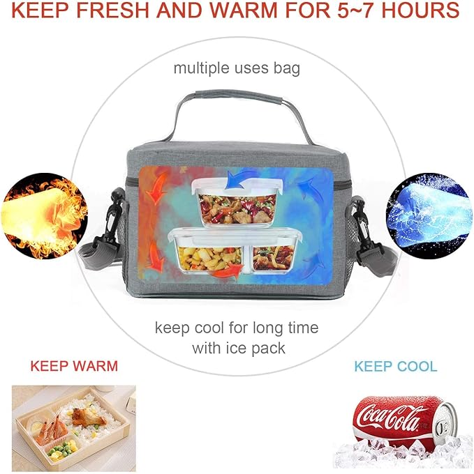 ONFAON Lunch Bag for Men/Women, Insulated Reusable Lunch Box Leakproof Cooler Tote Bag Freezable with Adjustable Shoulder Strap for Office Work Picnic Beach(Grey)