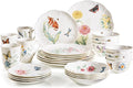 Lenox Dinnerware Set, Butterfly Meadow 28-Piece Set, Service For 4, Porcelain Plates With Scalloped Edges, Plates And Bowls Sets, Microwave Safe, Dishwasher Safe, Home & Kitchen (28 Piece, Assorted)