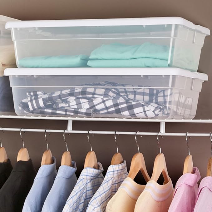 Sterilite Storage Box, Stackable Plastic Container Home Organizer, 28 Qt(10 Pack)