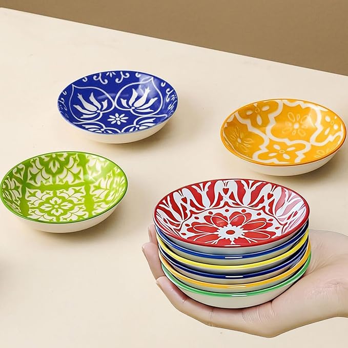 6 Pcs Sauce Dishes for Dipping,Soy Sauce Dish,Ceramic Dipping Sauce Bowls,Small Bowl,Sauce Bowl,Sauce Plates Tiny Bowls for Condiments Sushi Dishes Soy Sauces Ketchup Snack Side Dishes - Set of 6