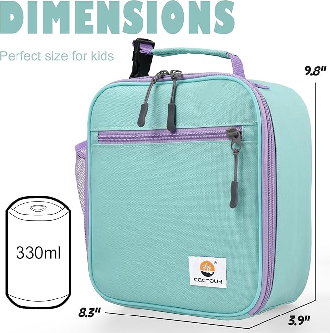 CaCTOUR Lunch Box Kids,2 Packs Insulated Lunch Bag for Girls Boys,Soft Bag Mini Cooler Back to School Thermal Reusable Lunch Bag for Work School Picnic（Light Green & Pink