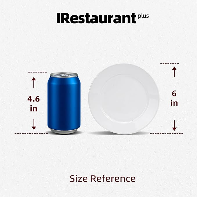 Wide Rim Bone China Commercial Grade Restaurant Plate, Elegance White Plate 6", Case of 12