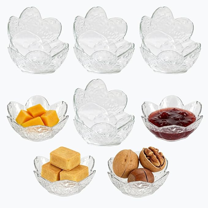 12Pcs Clear Sakura Sauce Dishes Set, 3.34x1.37 inch Acrylic Cherry Blossom Dipping Bowls, Small Condiment Dishes for Soy Sauce, Sushi, Snacks, and Party Appetizers