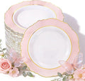 WDF 60pcs Pink Dessert Plates - 7.5inch Baroque Pink and White Disposable Dessert Cute Cake Plates for Upscale Parties &Wedding-Special for Baby Shower, Brithday, Tea Party