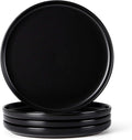 Herogo 4-Piece Stoneware Dinner Plates Set, 10.43" Ceramic Round Plate Set, Double Reactive Glaze Large Dinnerware Plates for Kitchen, Microwave, Oven and Dishwasher Safe, Matte Black