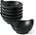 YJR Ceramic Side Dishes, Seasoning Dishes, Dipping Bowls - 4 Inch, for Ketchup Soy Sauce BBQ Party, Set of 6, Black