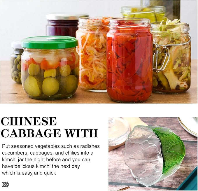 Cabilock Japanese Style Glass Pickle Jar with Lid 1.2l Vintage Airtight Fermenting Canister for Overnight Kimchi and Nappa Cabbage Storage in Kitchen