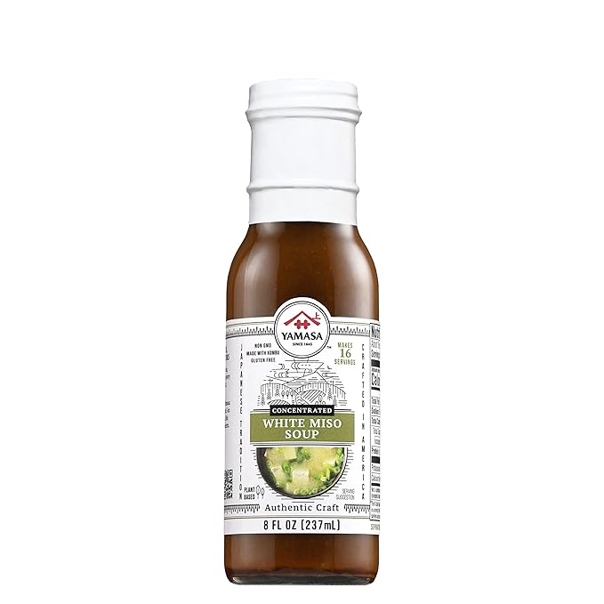 Yamasa, White Miso Soup Concentrate, Japanese Tradition, Non-GMO, No Fish or added MSG, Serves 16 Bowls, 8fl oz
