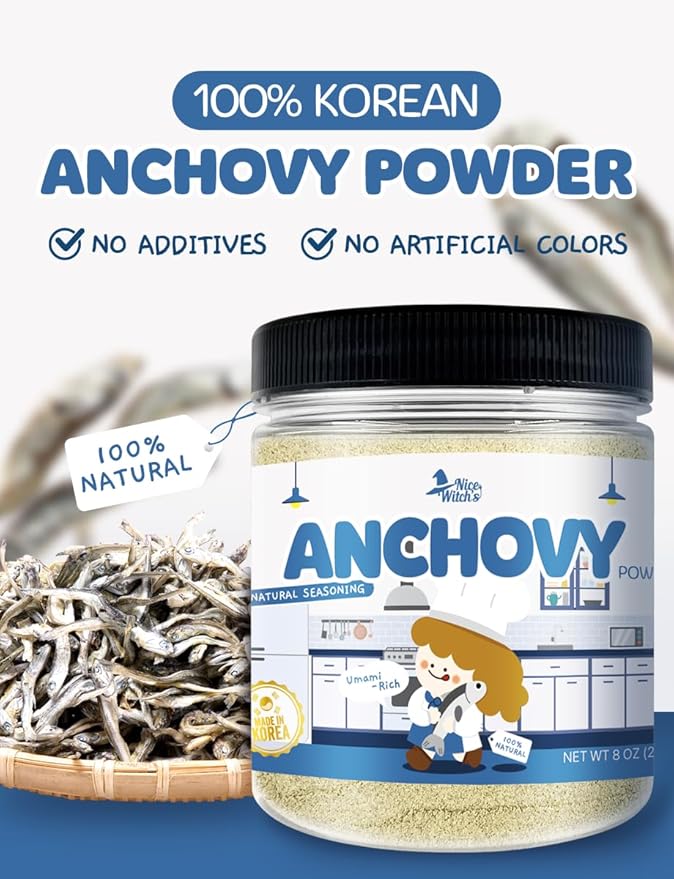 Korean Anchovy Powder 8 oz (227g) – Natural Umami Broth Base, Fine Ground Dried Anchovies, Soup & Stew Seasoning, Ramen, Fried Rice & Pasta Boost, No Additives