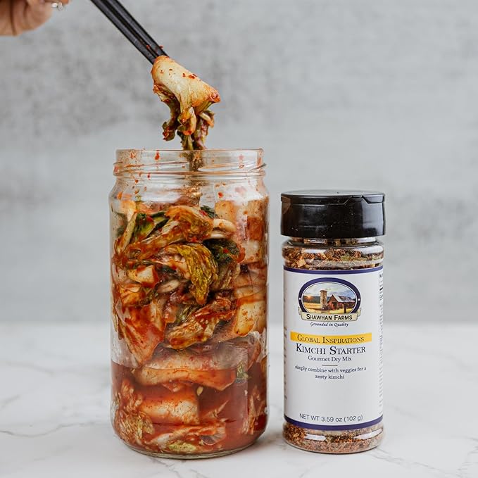 Shawhan Farms Korean Kimchi Starter Seasoning Mix - Non-GMO - Vegetarian Blend - Mild Spicy Flavor With Gochugaru Chiles - 3.59 Ounce Jar