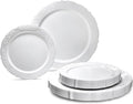 OCCASIONS 240 Piece Disposable Plastic Plates Set for 120 Guests – Heavy Duty 10.25" Dinner & 7.5" Dessert Plates, Elegant Party Plates for Wedding, Events, BPA-Free – Portofino Plain White