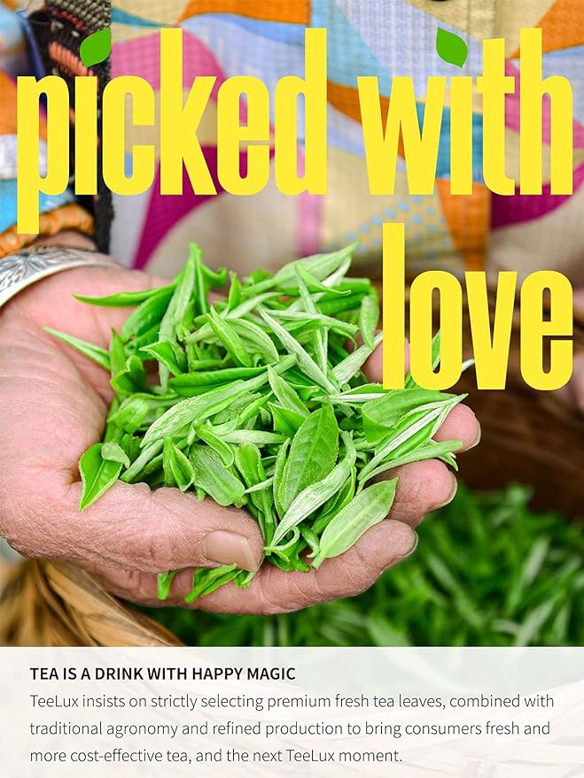TeeLux Green Tea Bags, Natural Pure Green Tea, Super Antioxidant, Caffeinated, Support Overall Health, 200 Count