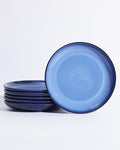 Pokini Ceramic Plates Set of 6, 8.0 Inch Reactive Glaze Dessert Plates, Modern Dinnerware Dishes Set for Kitchen, Microwave & Dishwasher Safe, Scratch Resistant-Light Blue