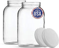 FastRack - 1 Gallon Jar with White METAL Airtight Lid (Pack of 2) | Glass Canisters with Airtight Lids | Large Glass Jar with Fermentation Lid for brewing, fermentation and pickling