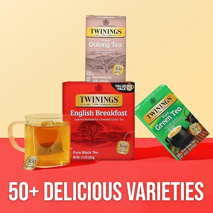 Twinings Pure Oolong Tea Individually Wrapped Bags, 20 Count (Pack of 1), Warm, Nutty Flavour & Golden Colour, Caffeinated, Enjoy Hot or Iced, 20 Teabags