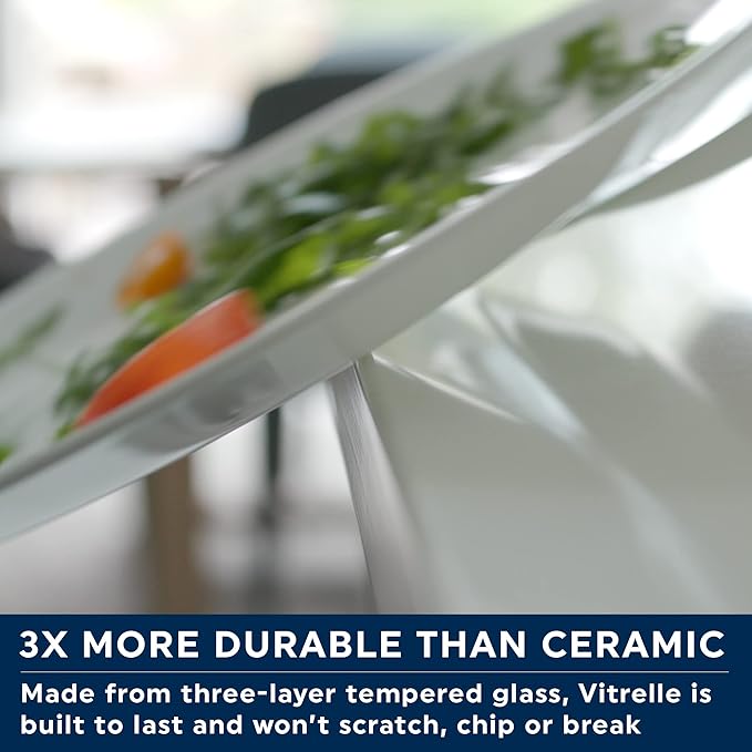 Corelle Vitrelle 4-Pieces 18-Oz Soup/Cereal Bowls Chip & Crack Resistant Glass Dinnerware Set Bowls,Winter Frost White,(Pack of 4)