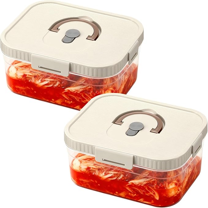 LemonRoad 2 Pack 0.74gal/2.8 L Kimchi Sauerkraut Fermenting Container with Airtight Lids, Food Grade Fermentation Jar, Storage Box with Sealed Lids for Pickles and Vegetables