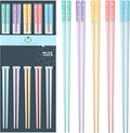 5 Pairs Fiberglass Chopsticks, Slivek Premium Reusable Chinese Chopsticks Dishwasher Safe, Non-slip and Lightweight 9.5 inches Chop sticks Sakura