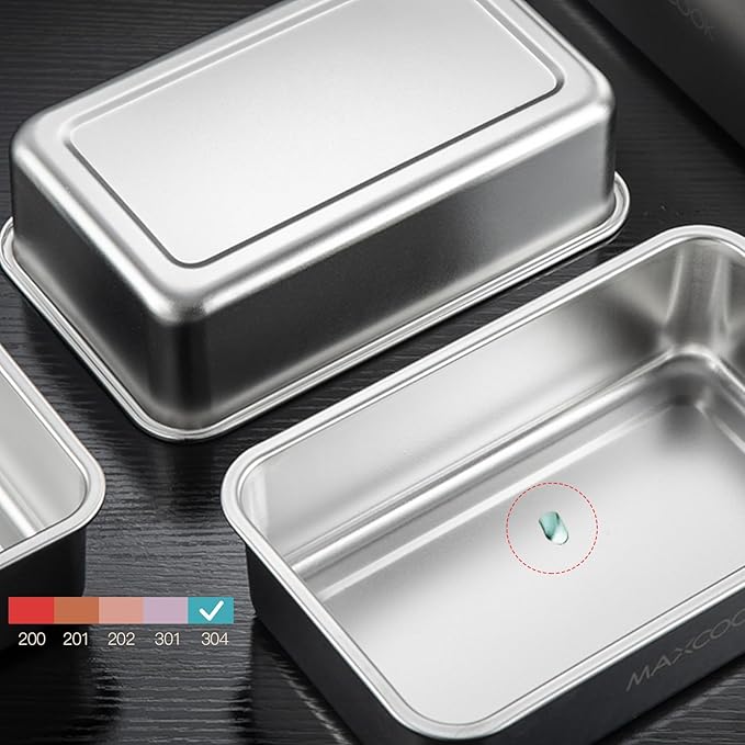 Large Stainless Steel Food Containers with Lids, 64 oz Food Storage Container set, Leak Proof Metal Food Container Bento Box, Snack Container set with Lid (Dishwasher & Freezer Safe, 1900 ml)