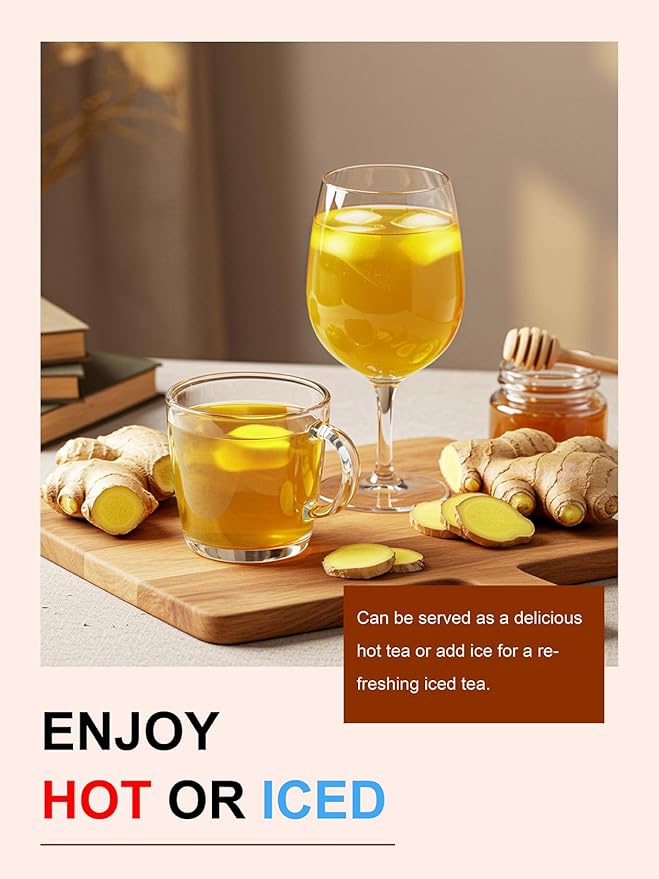 TeeLux Ginger Turmeric Decaf Green Tea, Smooth Decaffeinated Green Tea with Spicy Ginger, Earthy Turmeric & Sweet Honey Aroma, 100 Count, Hot & Iced Tea
