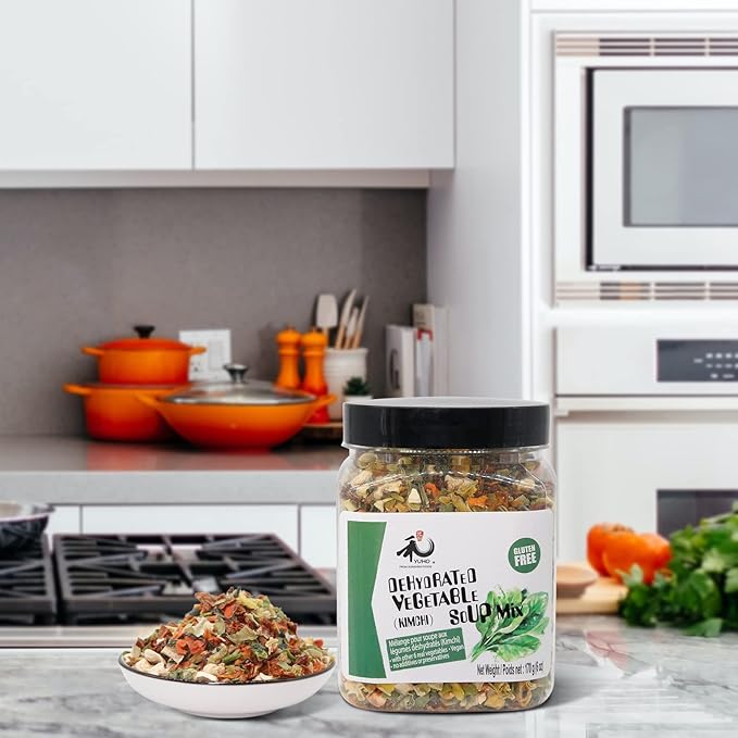YUHO Ramen Toppings Dehydrated Dried Kimchi Vegetable Flakes All Natural Gluten Free & Allergen Free 6 OZ
