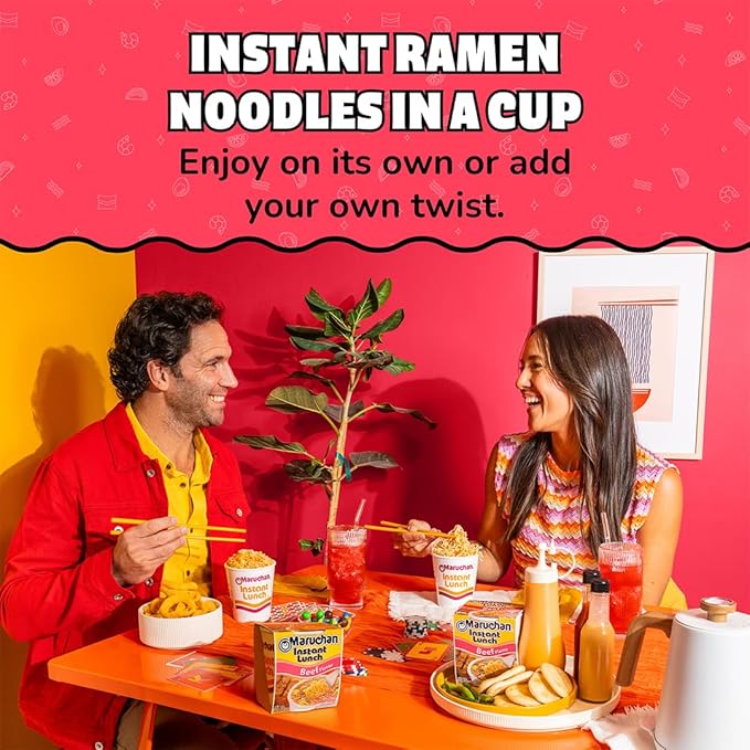 Maruchan Instant Lunch Ramen Noodles, Beef Flavor – Japanese-Style Instant Noodle Soup, Easy Meal Ready in 3 Minutes – 2.25 Oz. (12 Pack)