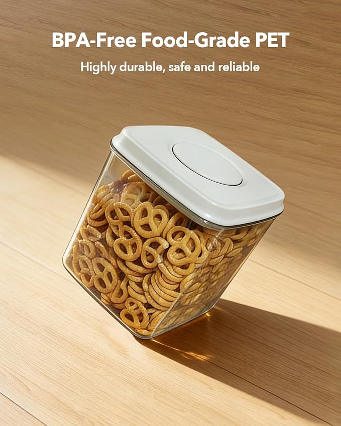 Airtight Food Storage Container with One-Touch Lid, 2.8 QT / 2.65 L Stackable BPA-Free PET for Coffee, Sugar, Spices & Pantry Organization.