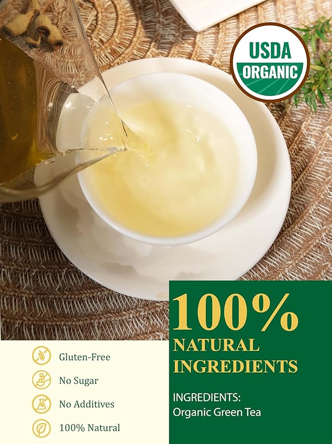 GLDNT Organic Green Tea, Loose Leaf, High Mountain, Smooth & Delicate Flavor, Caffeinated, 16oz