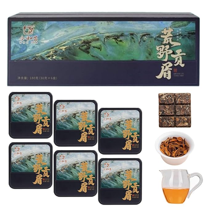 Organic White Tea Cake Gift Set – 6 Cakes, 6.34oz (180g) – Premium Yunnan Ancient Tree White Tea, 2023 Harvest – Easy-Break Mini Tea Bricks for Home, Office, Travel
