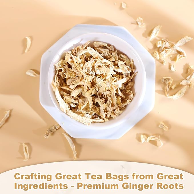 FullChea - Ginger Tea Bags, 2g*50 Teabags - Premium Ginger Root Tea Bag - Warm & Spicy - Non-GMO - Caffeine-free - Support Digestion & Boost Immunity (Pack of 2)