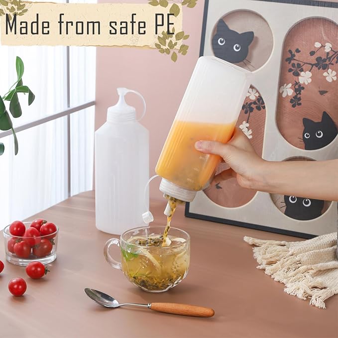 2 Pack 1 qt Large Squeeze Bottle Wide Mouth Squeeze Bottles Mayo Squeeze Bottle Salsa Dispenser Large Condiment Squeeze Bottles