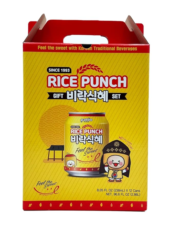 Paldo Fun & Yum Vilac Shikhye Sweet Rice Punch Drink, Pack of 12 Cans, Korean Traditional Sikhye, Malty-Rice Flavored Beverage, Best Dessert Drinks, No Artificial Colorings, 팔도 비락 식혜 8.06 fl oz x 12