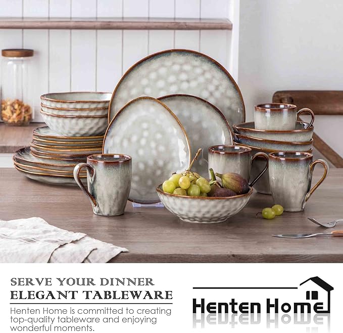 Henten Home Ceramic Appetizer Plate Set, 6.75 Inch Dessert Plates, Reactive Glaze Serving Plates for Snack, Sushi, Set of 4, Microwave & Dishwasher Safe (White)