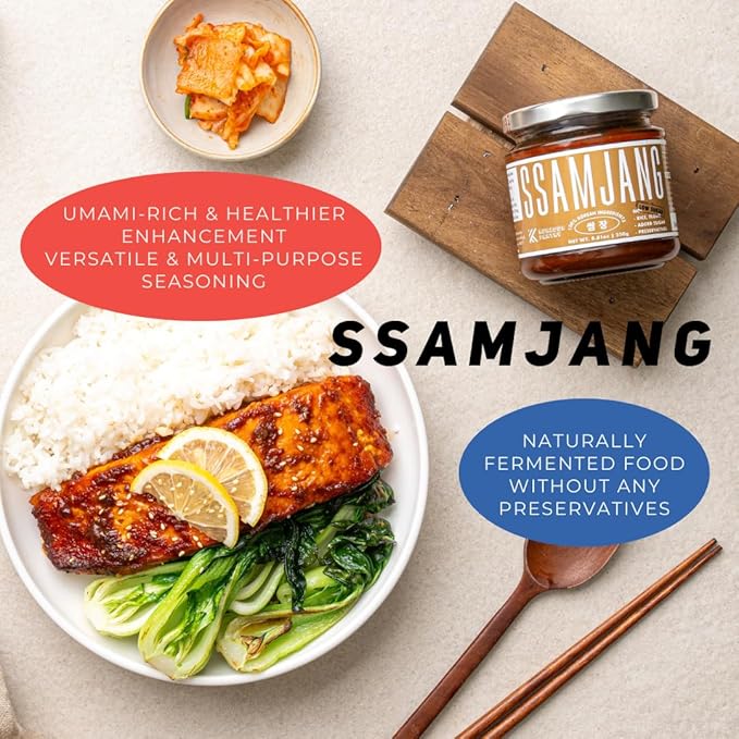 K Kurious Pantry Ssamjang, Seasoned Soybean Paste, Korean BBQ Essential, Barbecue Dipping Sauce, Mix of Gochujang & Deonjang, No Flour, No Added Sugar, No Preservatives, 8.81 OZ