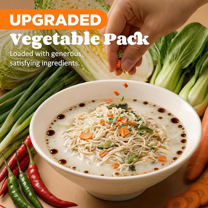 HealSpot High Protein Instant Ramen, 6 Pack Non Fried Ramen Broth, 32g Plant Based Protein, Low Fat, Low Carb, Non GMO, Keto Friendly Plant Based (Black Garlic Classic-Pork Flavor)