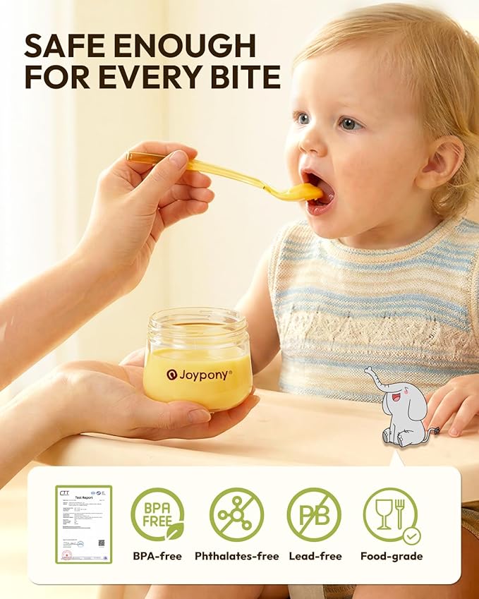 Joypony PPSU Baby Food Containers, 6oz Leakproof Baby Food Jars with Lids, Freezer Safe & Microwave Safe, Reusable Portion Plastic Food Storage Containers, Baby Puree, Toddler Snacks, BPA-Free, 6 Pack