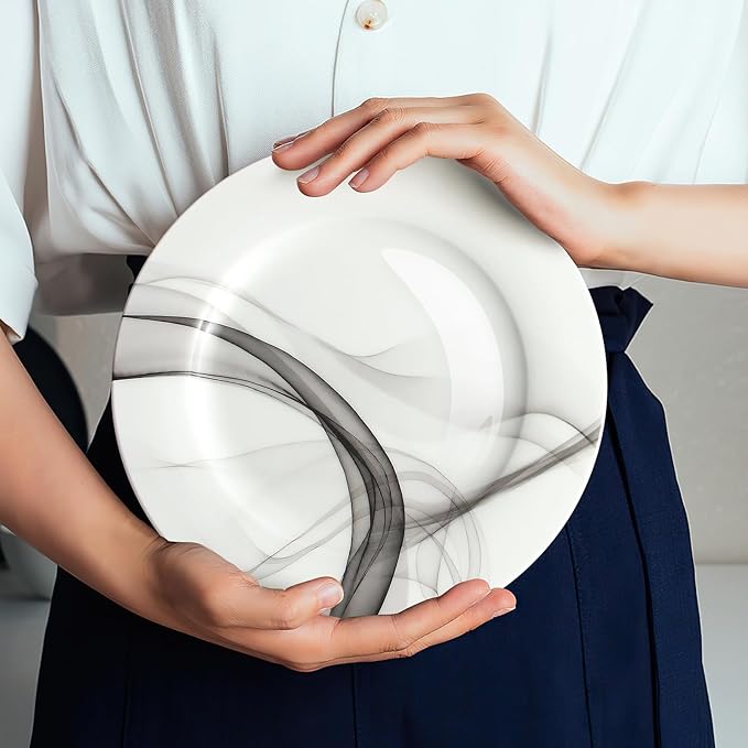 IQCWOOD White Porcelain Dinner Plates, Set of 6, 6.5", Porcelain Dinner Plates, White Plates Set, White Plates Ceramic, Christmas Gifts