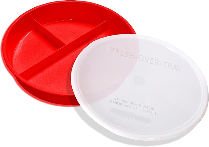 Rehabilitation Advantage High Sided Partitioned Dish with Lid, Red