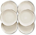 MORA Ceramic Helix Swirl Salad Plates Set of 6, 8in Spiral Porcelain Dish for Kitchen, Small Dinner, Lunch, Appetizer, Dessert, etc - Dishwasher, Microwave, Freezer, Oven Safe Dishware - Snowy White