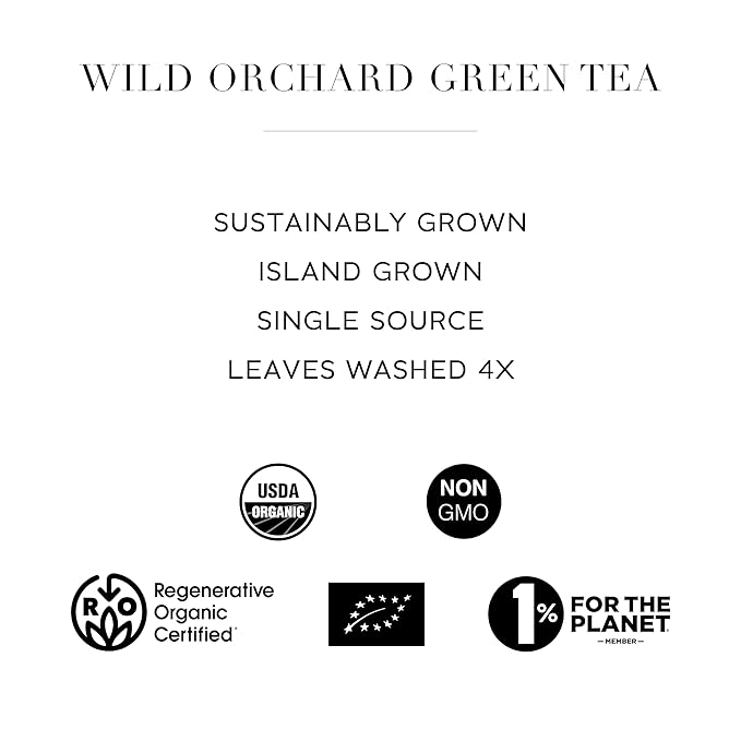 Wild Orchard Premium Green Tea - 100% Regenerative Organic Certified - Early Harvest (After Rain) - Sustainably & Regeneratively Cultivated on Jeju Island in South Korea - Loose Leaf Green Tea
