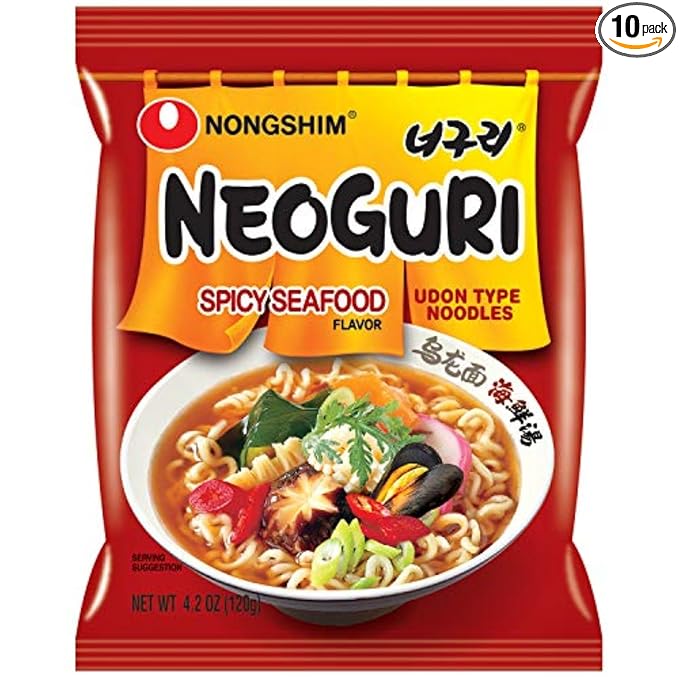Nongshim Neoguri Spicy Seafood with Udon-Style Noodle, 4.2 Ounce (Pack of 10)