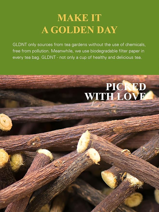 GLDNT Organic Licorice Root Tea, Premium Organic Licorice Tea Loose Leaf, Warm & Natural Sweet Flavor, Cut and Sifted, Caffeine Free, 16oz