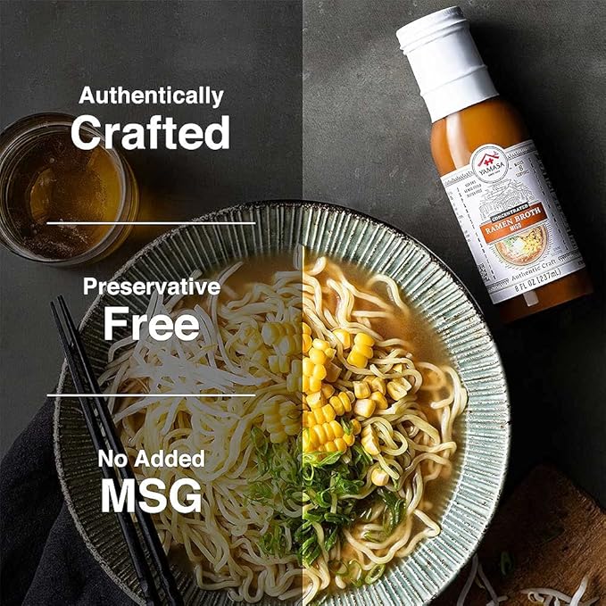 Yamasa, Artisanal Miso Ramen Broth Concentrate, Serves 8 Bowls, Gluten Free, No MSG Added, Certified in the Japanese Tradition, 8oz
