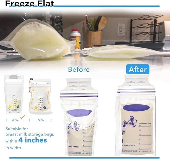 Ugotfeels Breastmilk Storage Container with Freezer Flattener Kit, Large Capacity Organizer Bins for Flattening Milk Bags, Save Refrigerator Space (2 Pack)