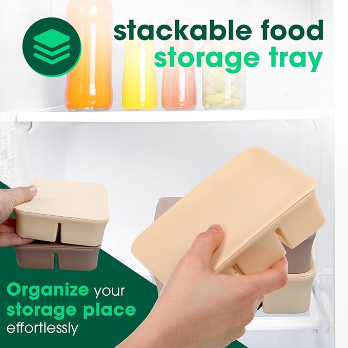 Mimorou 3 Pack Baby Food Freezer Tray with Lids 2.13 oz x 6 Cups/1.15 oz x 12 Cups Silicone Baby Food Storage Container Ice Cube Molds for Homemade Vegetable Fruit Snack(6 Cups,White, Yellow, Brown)