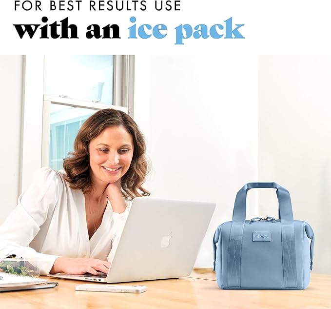 Fit & Fresh Remi Lunch Bag for Women Work – Neoprene Lunch Tote with Containers & Ice Pack, Reusable Meal Prep Lunch Box, Large Capacity, Machine Washable, Slate