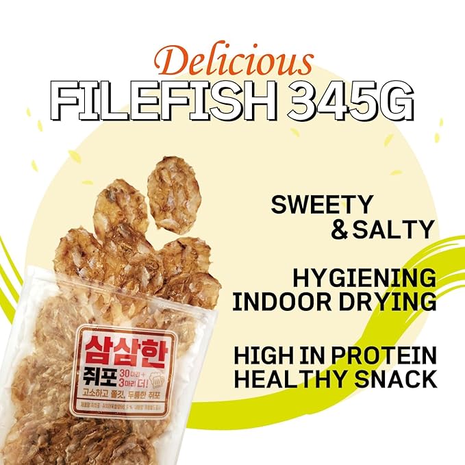 Arawoom Roasted Filefish Jerky, (12.17oz(345g) 1 pack), 쥐포, 33ea, Traditional Savory Korean Snack, High in Protein, Snack for Adults and Kids, Total 12.17oz(345g)
