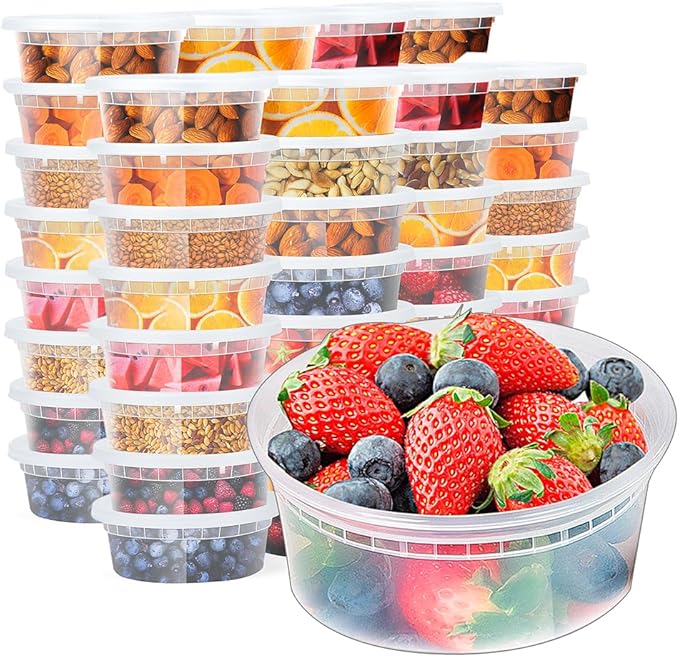 Glotoch Soup Containers With Lids, 48 Pack 8 oz(1 Cup) Deli Containers, To Go Container, Freezer Container For Food-Microwave, Freezer & Dishwasher Safe,BPA-Free, Reusable&Stackable