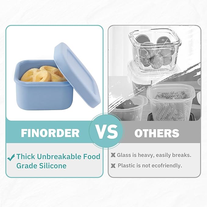 Finorder 4 Pack Silicone Snack Containers Small Food Storage Containers with Lids for Kids, 3.5oz Leak Proof Bpa Free Small Containers Set Children Lunch Box for Daycare, School, Travel